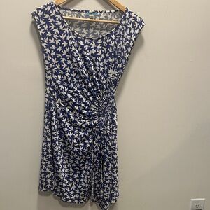 ANTHROPOLOGIE -by LEIFNOTES -Blue and White Bird Print Mini Dress -pretty!!